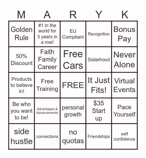 DREAM BIG BINGO Card