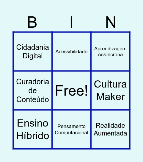 BINGO DAS TICs NA EDUCAÇÃO Bingo Card