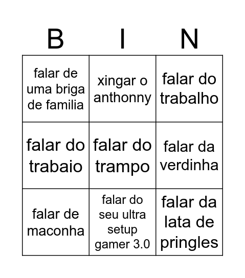 bingo do japa Bingo Card