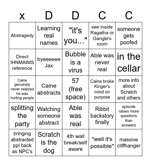 Episode 8 Bingo Card