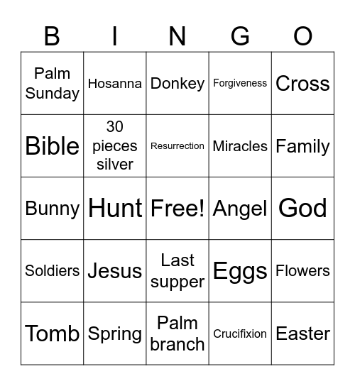 Easter Bingo Card