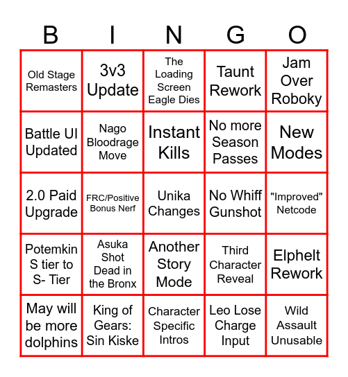 GGST 2.0 Bingo Card Bingo Card