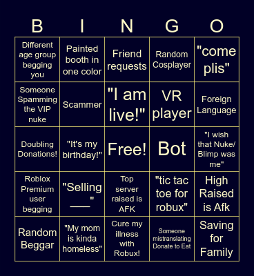 TABLE'S PLS DONATE BINGO Card