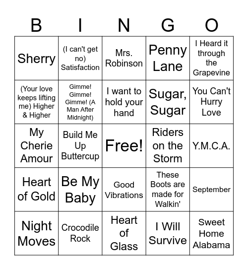 Musical Bingo! Bingo Card
