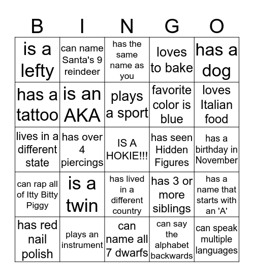FIND SOMEONE WHO Bingo Card