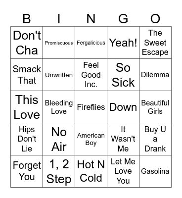 2000's Throwback Bingo Card