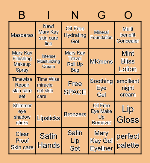Mary Kay Product Bingo Card