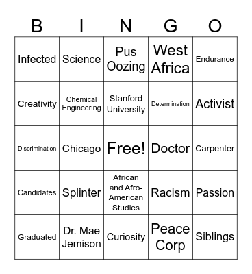 Great Minds Bingo Card