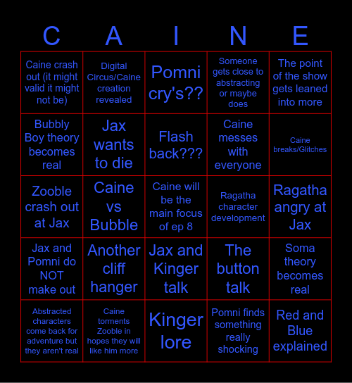 TADC episode 8 Bingo Card