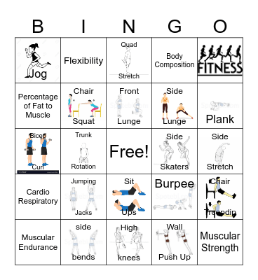 5 Fitness Component Bingo Card