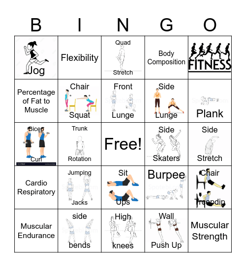 5 Fitness Component Bingo Card