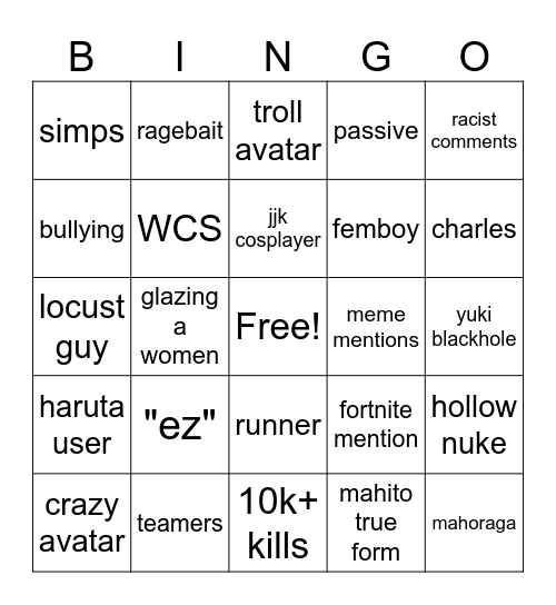 JJS BINGO Card