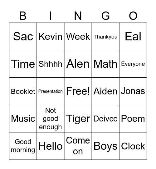 19march Bingo Card