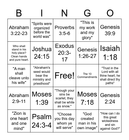 Doctrinal Mastery Bingo Card
