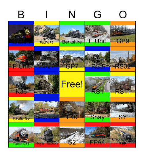 Passenger Trains that I would like to design one day Bingo Card