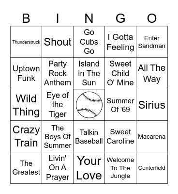 Baseball Bingo Card