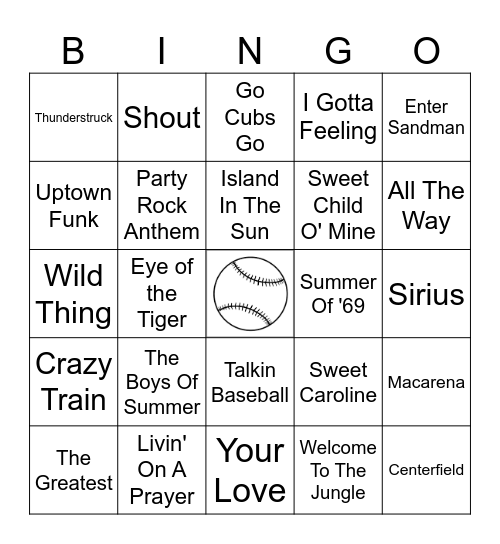 Baseball Bingo Card