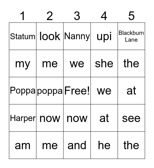 Harper Grace Statum Bingo  Bingo Card