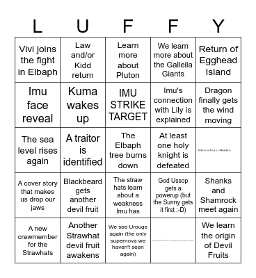 One Piece 2026 Bingo Card