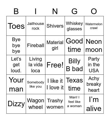 “Boots & Bows” KWK Dance Bingo Card