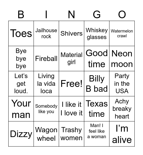 “Boots & Bows” KWK Dance Bingo Card