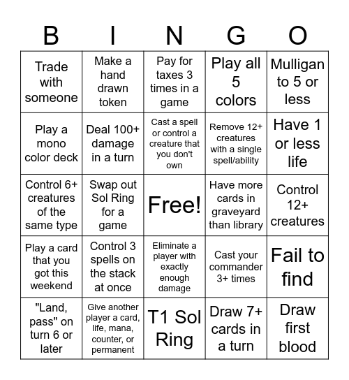 Magic: the Bingoing Bingo Card