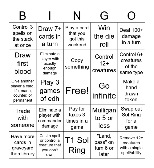 Magic: the Bingoing Bingo Card
