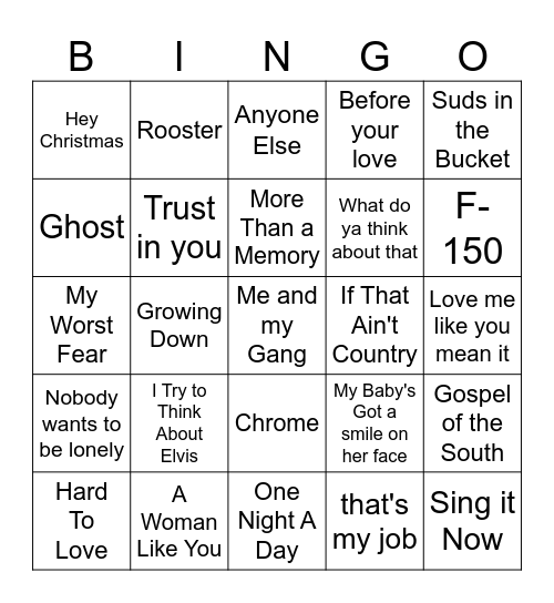 Songwriters Fest 2026 Bingo Card