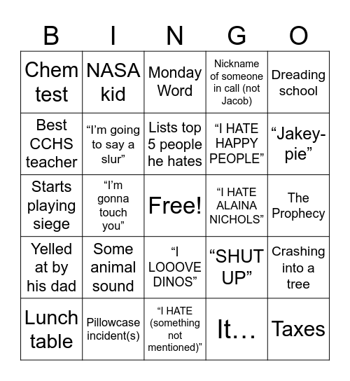 What Will Trenton Say?? Bingo Card
