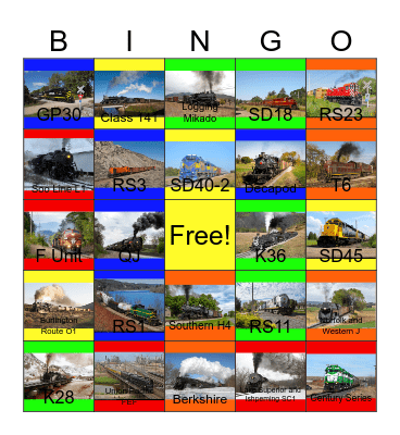 Freight Trains that I would like to design one day Bingo Card