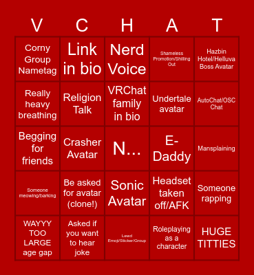 Soos Fanclub VRChat Bingo!!!!! Bingo Card