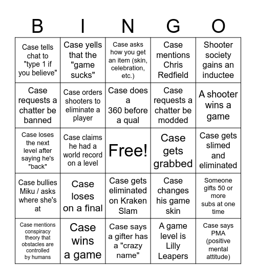 CaseOh Fall Guys BINGO Card