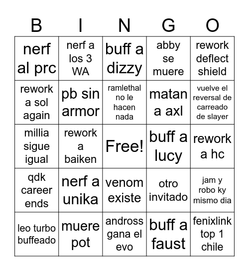 Strive 2.0 Bingo Card