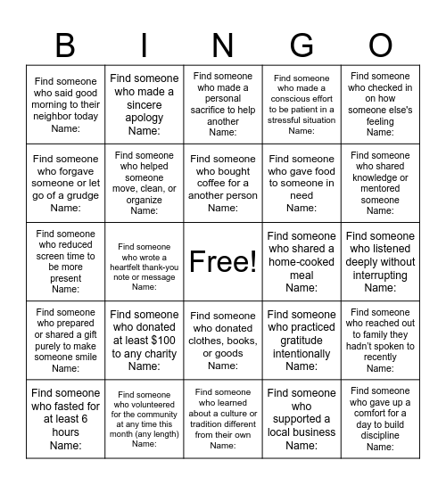 Eid-Ul-Fitr Bingo Event Bingo Card