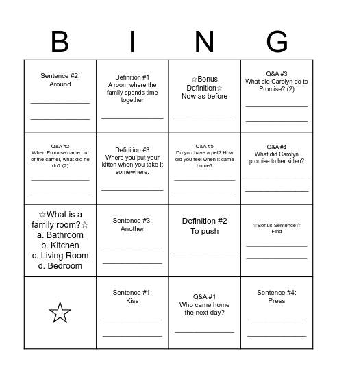 Review pg. 78 Bingo Card