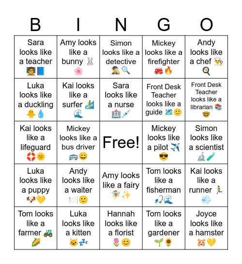 B6 L7 Andy looks like a chef 👨‍🍳🍳 Bingo Card