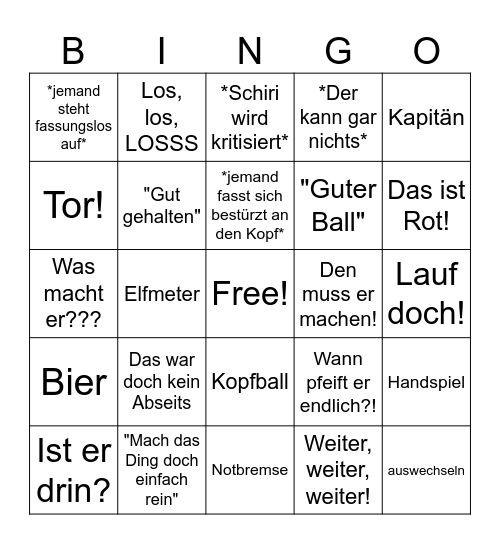 Fußball-Bingo Card