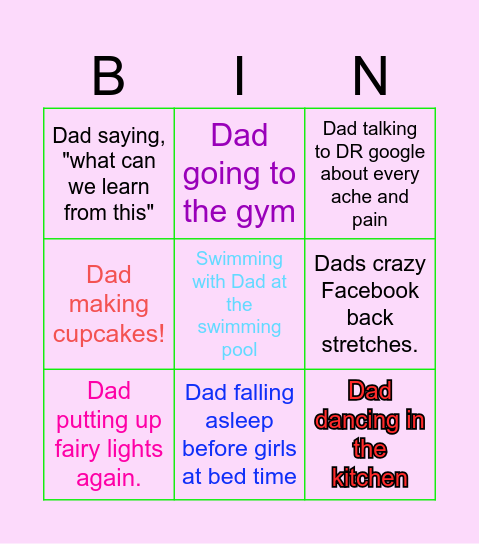Dad Bingo Card