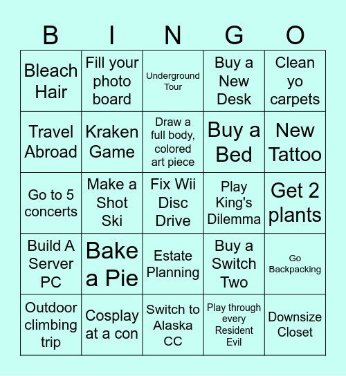 2024 Goals Bingo Card