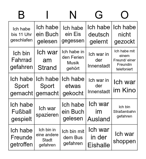 Osterferien Bingo Card
