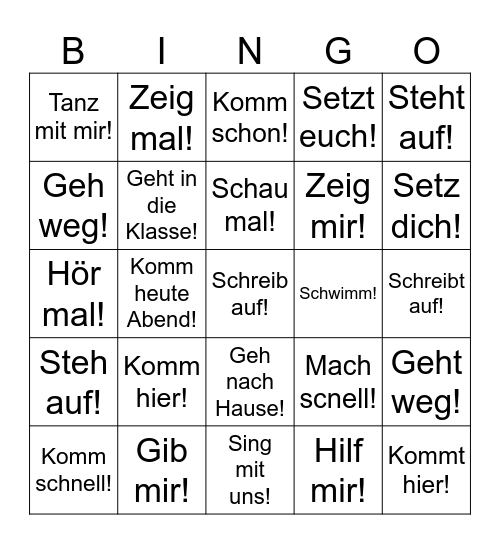 Käskiv kv - Deutsch Bingo Card