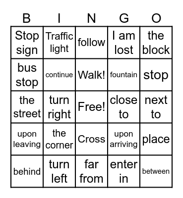 Direcciones Bingo Card