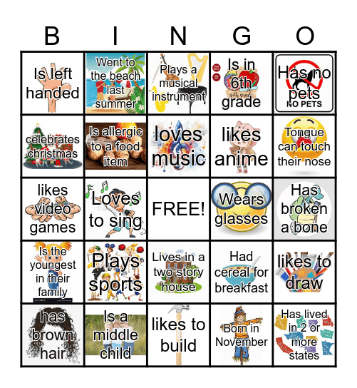 Self-identity Bingo Card