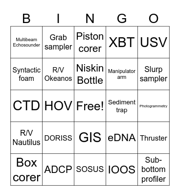 Tools of Deep Ocean Exploration Bingo Card