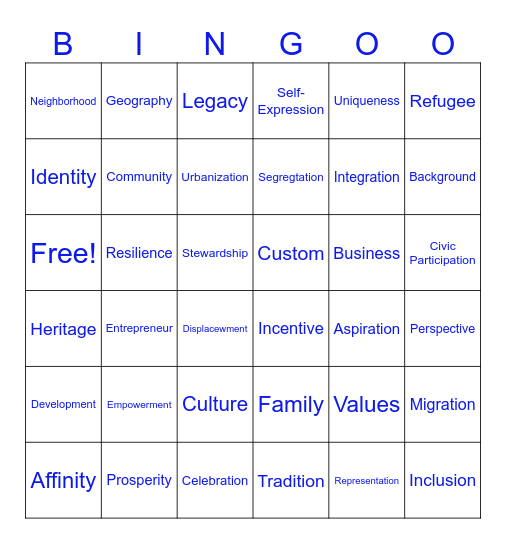5th Grade Vocab Bingo Card