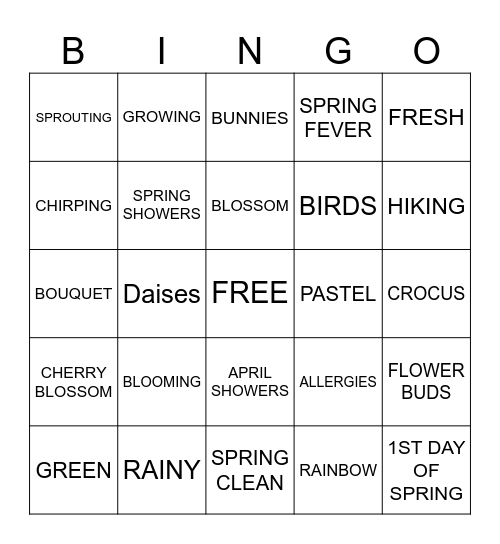 SPRING Bingo Card