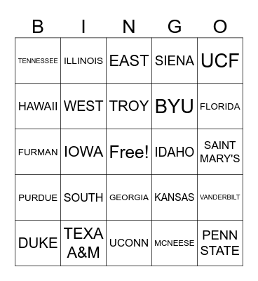 MARCH MADNESS Bingo Card