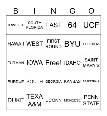 MARCH MADNESS Bingo Card