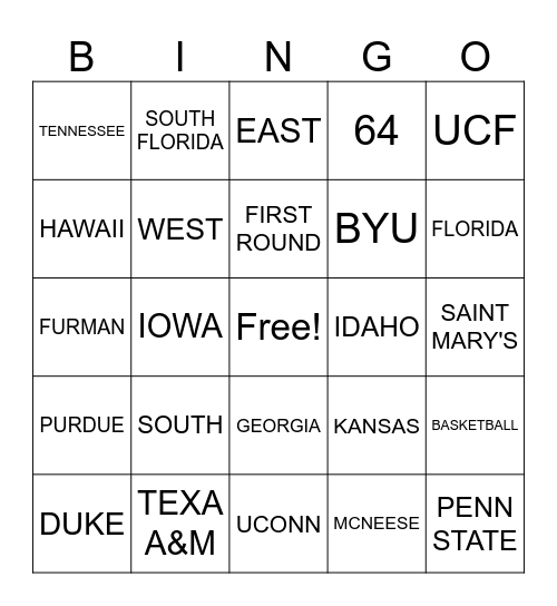 MARCH MADNESS Bingo Card