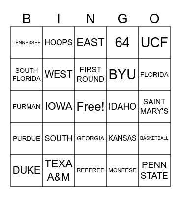 MARCH MADNESS Bingo Card